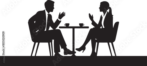 Silhouette of business conversation