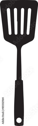 Slotted spatula kitchen utensil for cooking and serving food silhouette