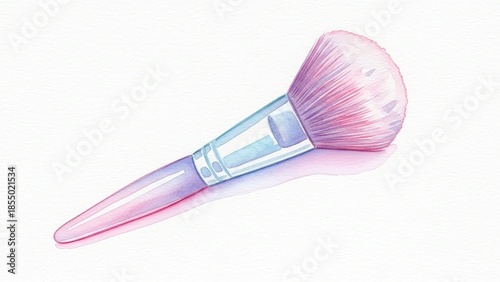 watercolor makeup brush illustration for beauty blogs, cosmetics websites, product design, fashion magazines, professional training, social media and greeting cards, with copy space