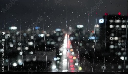Night city street raining