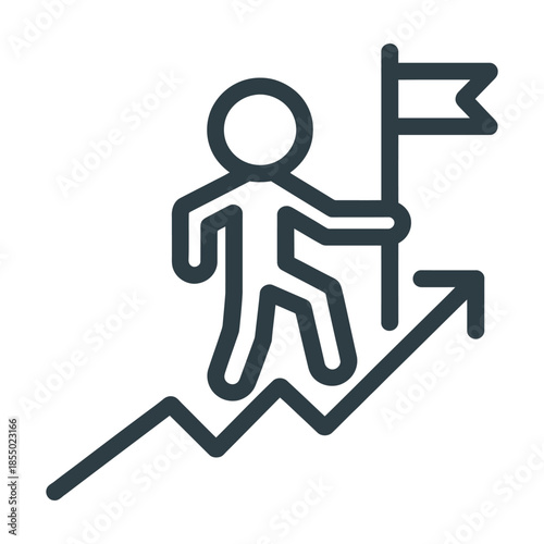 climb mountain icon set vector illustration of hiker on peak reaching summit adventure outdoor sports success concept exploration and achievement.