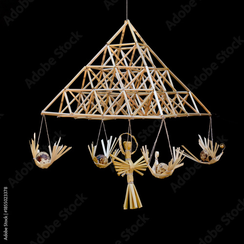 Handmade straw garden making in Lithuania. Lithuanian heritage
