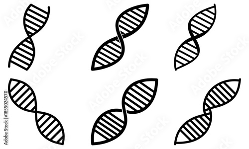 Four Black and White D N A Helix Symbols on White Background genetic science