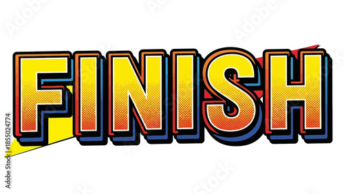 Vibrant Finish Word Art with Bold Yellow and Orange Gradient and Blue Outline.