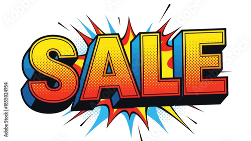Bold Sale Text with Comic Book Style Explosion Effect.