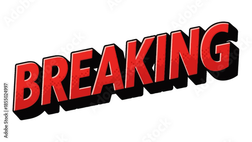 Bold Red Breaking News Text with Shadow Effect.