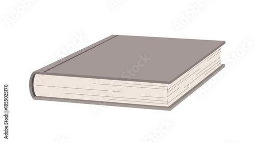 Vector illustration of a classic closed book with a neutral gray cover, symbolizing knowledge, education, learning, and literary wisdom