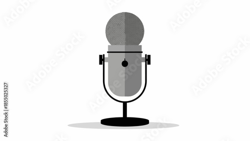 Vintage Microphone Illustration Retro Audio Recording Equipment Icon