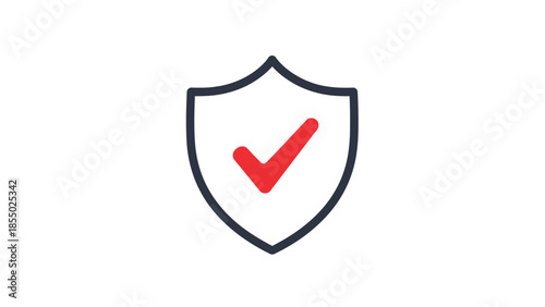 Digital security shield with a red checkmark symbolizing confirmed safety and verified protection for systems