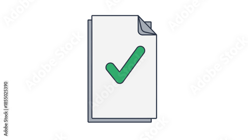 Vector illustration of an approved document icon representing successful task completion or a verified file status