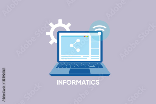 School subject informatics. School Subject Concept. Colored flat vector illustration isolated