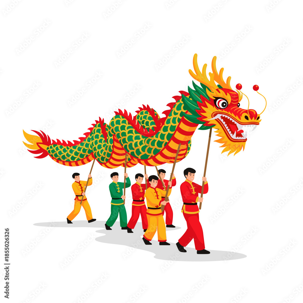 Obraz premium A vibrant display of a dragon dance parade. 