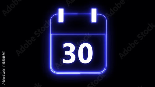 Minimal neon calendar icon deadline date animation. Neon line calendar icon animation for date reminder and schedule.
