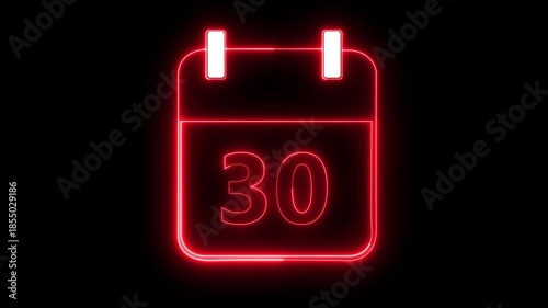 Minimal neon calendar icon deadline date animation. Neon line calendar icon animation for date reminder and schedule.