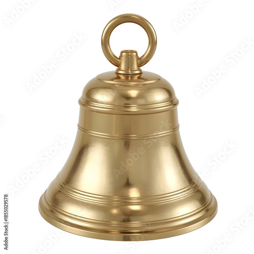 Classic Shiny Bronze Metal Bell Isolated Object Transparent PNG for Design