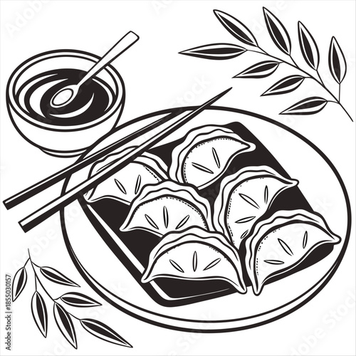 Gyoza japanese food dumpling ravioli plate