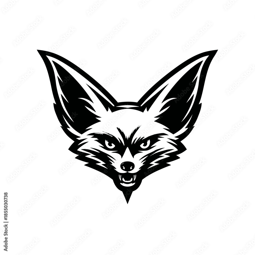 Fototapeta premium Bold black and white fox head design for various commercial applications