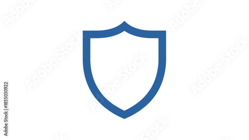 Clean Vector Outline Icon of a Blue Shield Symbolizing Digital Security, Protection, and Privacy