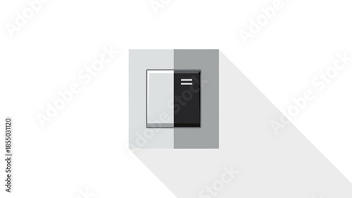 Sleek minimalist flat design toggle switch user interface element with a distinct long shadow, symbolizing active and inactive states in modern digital applications
