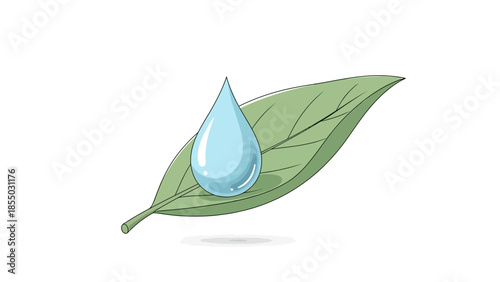 Single Water Drop Resting On Green Leaf - Pure Water And Nature Concept