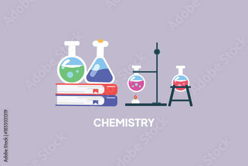 School subject chemistry. School Subject Concept. Colored flat vector illustration isolated