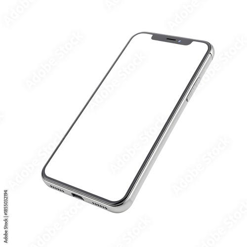 Modern Smartphone Mockup with Blank White Screen Transparent PNG Easy to Edit Asset