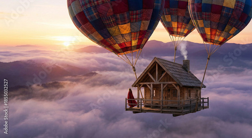 Whimsical Floating Wooden Cabin