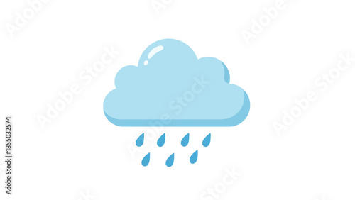 Blue cloud with raining droplets illustration