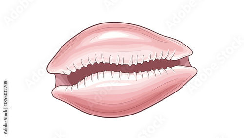 Stylized Pink Cowrie Shell with Central Slit