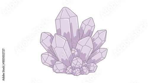 Cluster of pastel purple crystals, a beautiful natural formation illustration