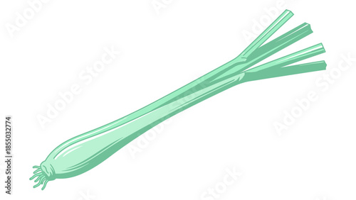 Stylized Green Onion Illustration with Slender Stalks