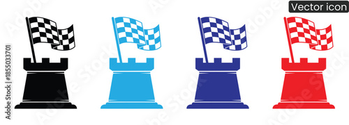 Vibrant chess piece flags symbolizing victory and success