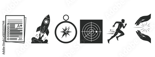 Motivational business icons for success and achievement