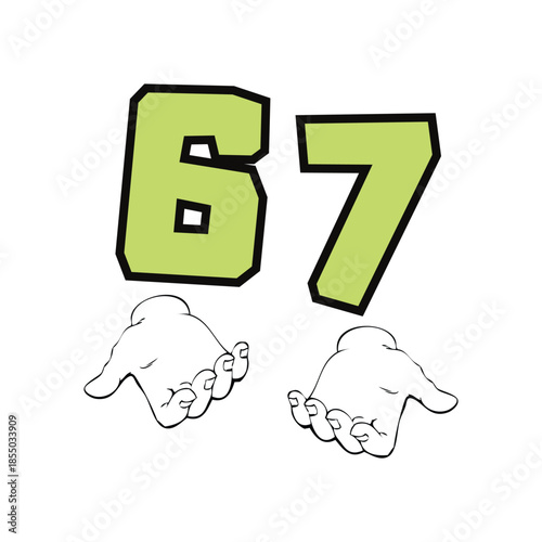 Six Seven hand 67 PNG SVG Cut File, 67 Trend Viral Internet Humor Viral 6 7 Funny Joke, 6 7 Hands Gen Alpha Trendy Printable png tshirt green 67 Hands, Viral 6 7 Six Seven Funny Hnads Meme vector 