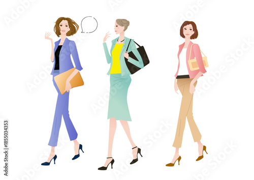 仕事のキャリアが高めな女性たちのイラスト