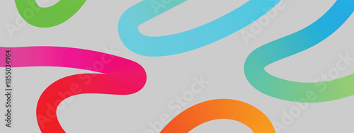 Abstract background pattern with colorful waves. Collection colorful bold curved lines with loops isolated on white.