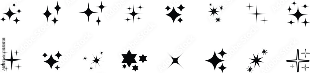 Fototapeta premium Sparkles, stars and bursts icons, twinkling stars. Sparkle Icons set. Twinkle stars collection. Shine star icons. 