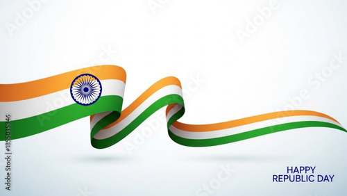Indian Tricolor Ribbon: A flowing ribbon in the colors of the Indian flag elegantly curves against a backdrop, celebrating patriotism and national pride.