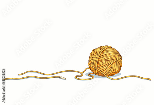 Illustration of a vibrant orange ball of yarn with loose strands, perfect for knitting and crafting enthusiasts looking for inspiration and creativity.