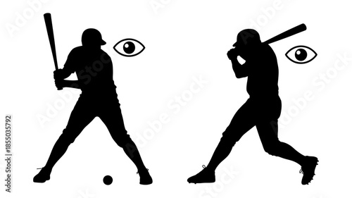 A visual representation of a baseball batter's focused stance and powerful swing