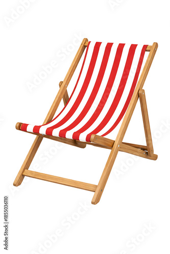 Striped Beach Chair Isolated on Black Background