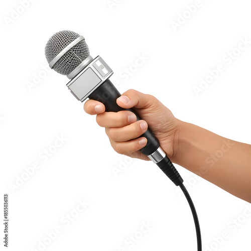 Professional News Interview Microphone in Hand Isolated Transparent PNG for Press