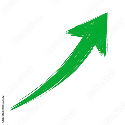 Hand Drawn Green Arrow Curving Upward Isolated Graphic Transparent PNG for Success