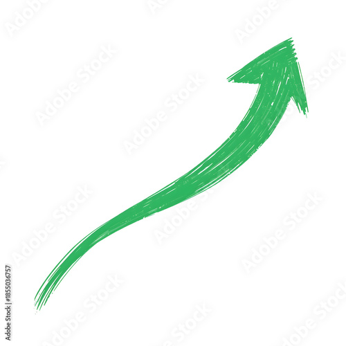 Hand Drawn Green Arrow Curving Upward Isolated Graphic Transparent PNG for Success