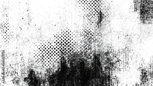 Black and white grunge texture with dots and scratches  abstract background