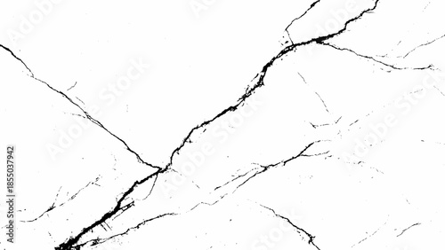 cracked marble surface with black veins and white background