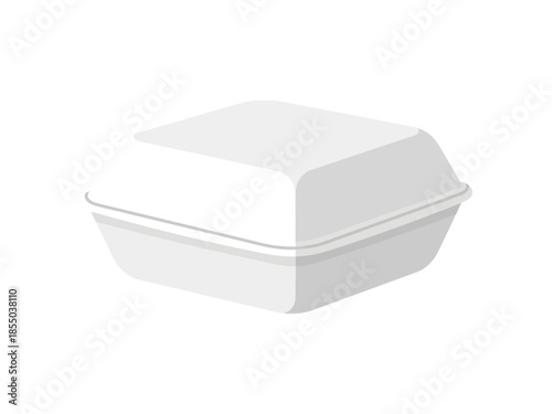 A Simple White Takeout Food Container with a Lid, Isolated on a White Background