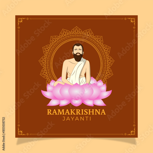 Vector illustration concept of Sri Ramakrishna Paramahamsa Jayanti