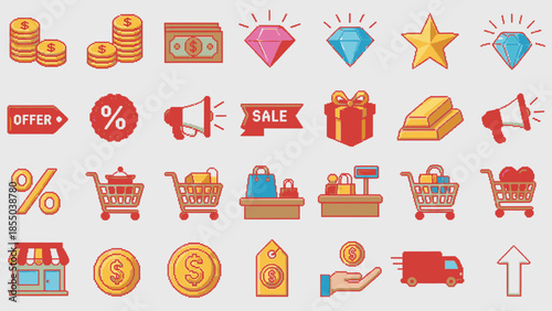 Set of vector icons for online store and shopping.