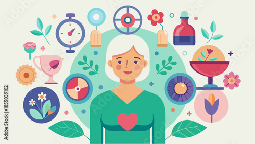 Flat vector icon set focused on menopause and women hormonal wellness